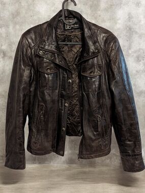 Di Capra DC Collection Brown Genuine Leather Moto Jacket Women’s M